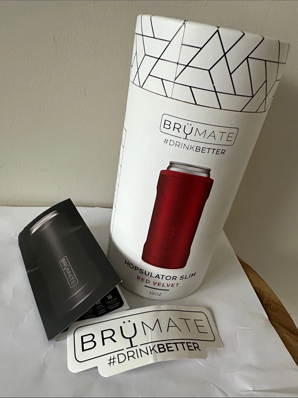 Brumate 12oz Hopsulator Slim Can Cooler in Red Velvet